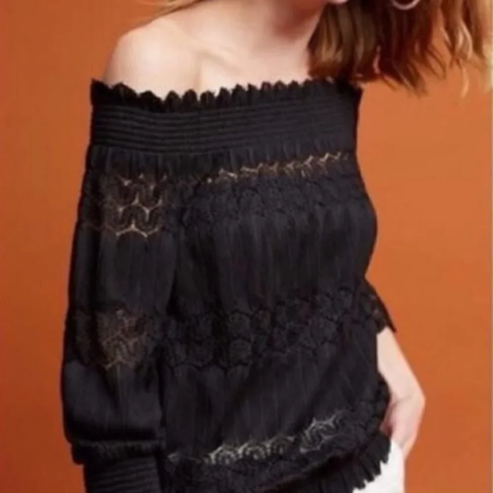Anthro Deletta Riley Off The Shoulder Lace Top XS